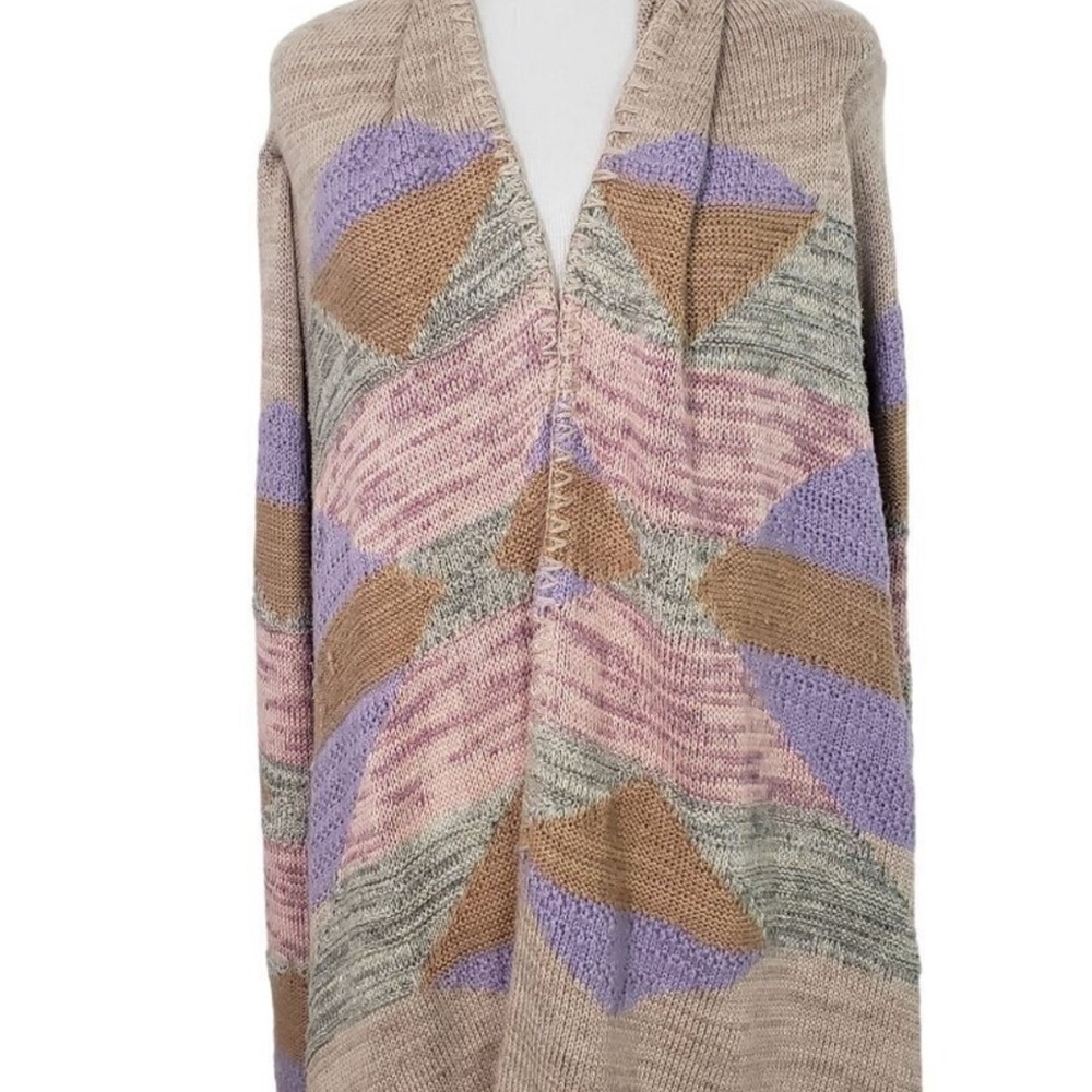 Lauren Ralph Lauren Aztec Cardigan Southwestern Cotton Wool Pastel Womens S/M